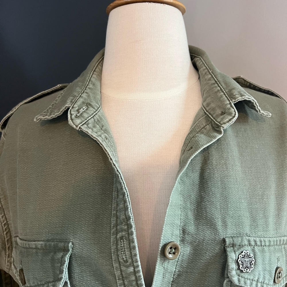 Obey Propaganda Utility Shirt Jacket Olive Green Button Front Military Style - Picture 2 of 14